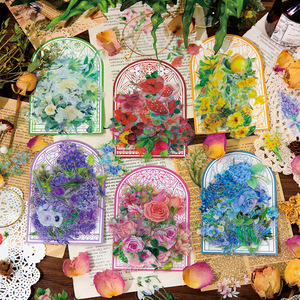 100 pièces/paquet autocollants décoratifs série floraison plante fleurs compte à la main matériel décoration Collage autocollants 6 modèles - Product Image 2