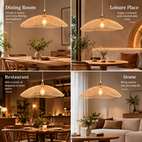 Lampe suspendue en paille de bambou tissée à la main, style bohème, Wabi Sabi, tissage naturel, pour la décoration de salons de thé et de restaurants