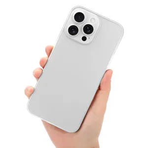 15 pro max sarung ponsel tipis buram, pelindung lensa kamera PP untuk iPhone 15 Pro