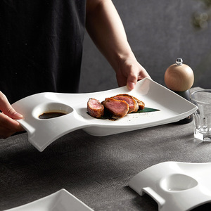 Piatto Professionale in Ceramica per Servire Anatra alla Pechinese con Scomparto Integrato per Salsa, Non Tossico, Lavabile in Lavastoviglie, per Uso in Ristoranti Cinesi - Product Image 2