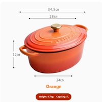 Casserole ovale en fonte émaillée, pot ovale en fonte, moule à pain ovale en fonte avec couvercle