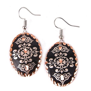 Bohemian Hand Made <b>Black</b> Turkish Patterned Copper <b>Earring</b> from Turkey - Product Image 1