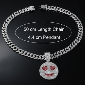 Collana con ciondolo a forma di <span class=keywords><strong>emoji</strong></span> cuore-occhi con diamanti, stile hip-hop punk, unisex, placcata oro/argento, in lega, ideale per regali e feste - Articolo caldo! - Product Image 6
