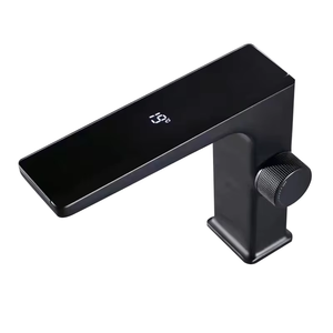 Grifo de agua de baño comercial de latón operado a mano de nuevo estilo, montaje en cubierta <span class=keywords><strong>con</strong></span> pantalla Led, temperatura, negro mate - Product Image 1