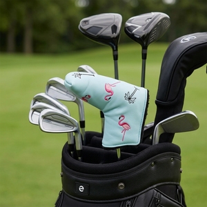 Housse de club de golf OEM en cuir PU avec broderie flamant rose, pour driver, blade et mallet <span class=keywords><strong>putter</strong></span>, avec aimant, personnalisable - Product Image 4