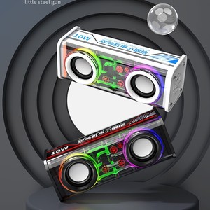 Nouvelle Enceinte Bluetooth Portable V8 Mini Transparente Mecha - Double Bass, Son Surround, Audio Haute Fidélité, Gadget Cool pour Bureau et Voyage - Product Image 1