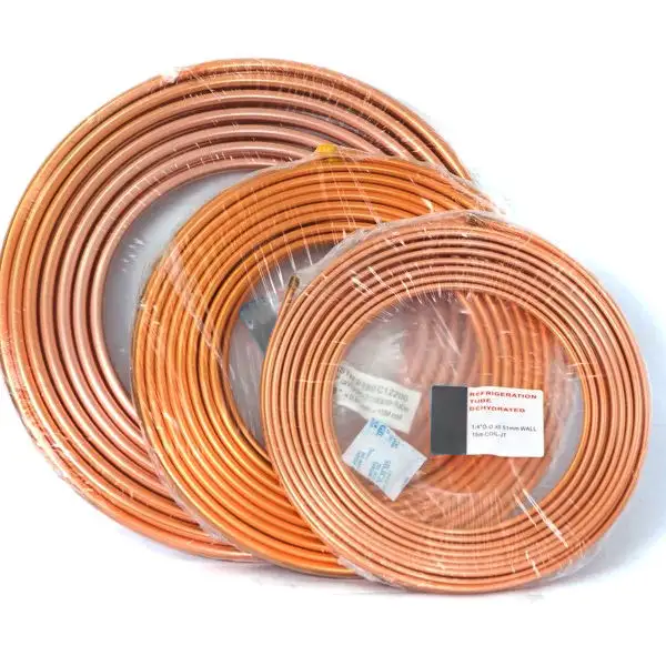 Nice price C1100 C12200 1/4'' 3/8'' 1/2'' 3/4'' 15meters copper pancake coil copper pipes tube for air conditioner