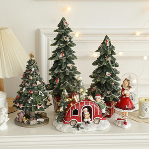 Resin <b>Mini</b> <b>Christmas</b> <b>Tree</b> Tabletop Ornaments, Small Xmas <b>Tree</b> Figurines Scene Decor for Window Display Home Desktop Holiday Gift - Product Image 2
