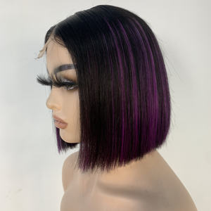 Venta al por mayor de doble dibujado resaltar recta Bob peluca cruda virgen dibujado cuerda <span class=keywords><strong>cabello</strong></span> humano 2x6 transparente pelucas de encaje completo - Product Image 3