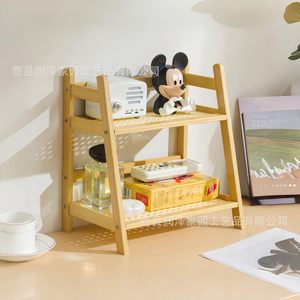 Estante de almacenamiento de madera para cocina, organizador de encimera multifunción de bambú de 2 niveles para tazas de café, condimentos, estante de escritorio - Product Image 2