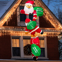 Nouvelles décorations de Noël gonflables au design unique pour l'extérieur : Trois Pères Noël escaladeurs gonflables pour Noël