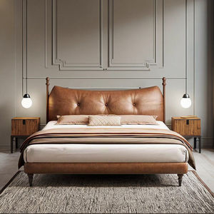 ชุดเตียงคู่ขนาดคิงส์ที่ทันสมัยหรูหราโครงเตียงไม้เนื้อแข็งสำหรับบ้านในราคาที่ดี - Product Image 2