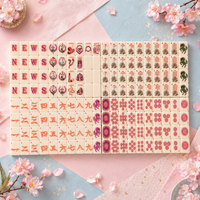 Tuiles de Mahjong roses à couche unique, design floral et bambou personnalisé, peintes à la main, écologiques, en acrylique, de luxe, Wild Mare