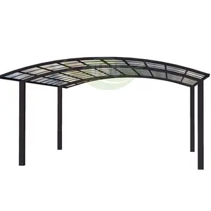 Tấm Lợp Polycarbonate Ngoài Trời Carport Mạnh Gió Tải Nhôm Xe Nơi Trú Ẩn Cao Sức Mạnh Tác Động Xe Canopy