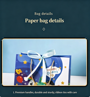 Sacs cadeaux en papier kraft écologiques réutilisables à thème astronaute pour la Journée des enfants, résistants à l'humidité, avec cordon de serrage et impression offset