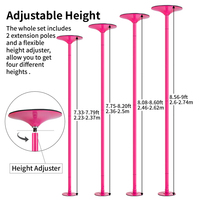 Poteau portable en acier inoxydable enduit de poudre rose Portatil de tube de sport et de divertissement facile à transporter pour Pole Dance