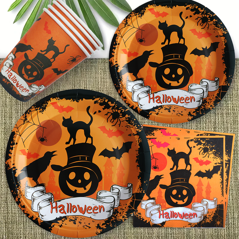 50pcs Halloween Theme Tableware Disposable Party