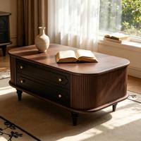 Table basse ovale moderne et créative avec éclairage de luxe, mobilier haut de gamme pour petits salons et appartements.