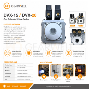 Vanne solénoïde à <span class=keywords><strong>gaz</strong></span> DVX-15 DVX-20, vanne de commande à double solénoïde pour brûleur industriel et système de sécurité du <span class=keywords><strong>gaz</strong></span> - Product Image 4
