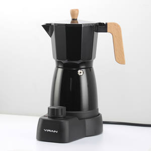 Cafetera eléctrica <span class=keywords><strong>moka</strong></span> con temporizador, máquina de café de aluminio, parte de madera nueva, automática - Product Image 4