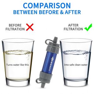 Outdoor Water Filtration System Water Filter Straw Purifier with Drinking Pouch for Emergency Preparedness Camping <b>Backpacking</b> - Product Image 4