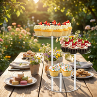 Support de présentation de gâteaux rond en acrylique à marque privée, présentoir à desserts multi-niveaux sur mesure, pour les partenaires de marques de restauration mondiale
