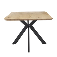 Table basse en MDF plus épaisse, couleur bois naturel, avec pieds en métal noir, à vendre