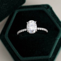 Bague de fiançailles et d'éternité en argent sterling 925 de luxe avec moissanite taille ovale et halo, 3 carats, pour femme, magnifique bijou