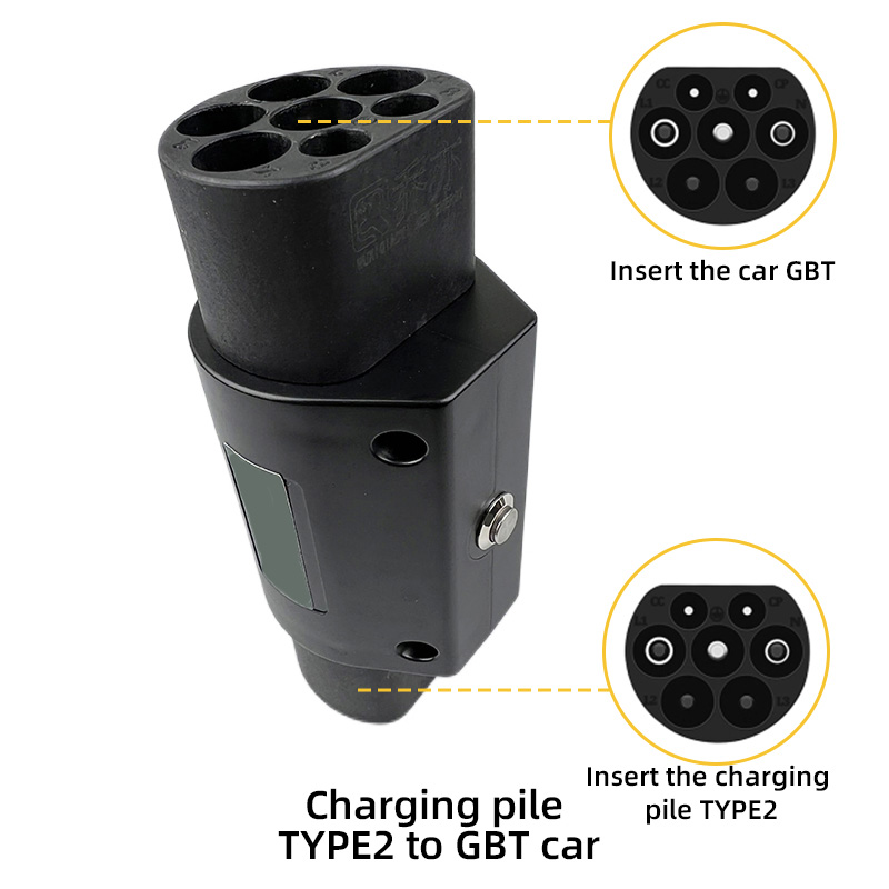 Adaptador EV AC 16A 32A 380V Tipo 2 Soquete Converta para Plugue Masculino GBT para Carro Chinês GB/T