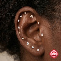 Nouveaux bijoux créatifs populaires en argent sterling S925 brillant pour piercing de cartilage d'oreille, anneaux de nez et clous d'oreilles en Europe et en Amérique