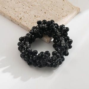 Serre-tête coréen en perles de cristal, design géométrique rétro avec perles colorées, cordon pour cheveux - Product Image 3