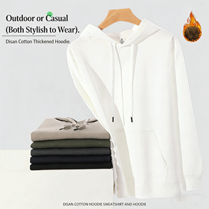 Sudadera con Capucha de Invierno, 420g, de Algodón Grueso <span class=keywords><strong>Disan</strong></span> con Forro Polar, Color Puro, Estilo Simple para Hombre, para Otoño e Invierno. - Product Image 2