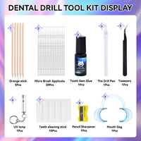 Kit de Bijoux Dentaires Temporaires avec Colle, Ensemble Diamant Dentaire Composé de 9 Outils, Autocollants Patchs Diamantés à Dos Plat en Cristal