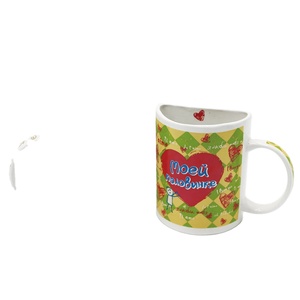 Creative 11oz personnalisé demi-forme imprimé en céramique <span class=keywords><strong>Couple</strong></span> <span class=keywords><strong>tasse</strong></span> pour cadeau promotionnel en gros - Product Image 1