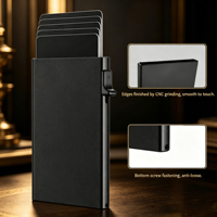 Dompet Logam Aluminium Premium Tipis Anti RFID, Tempat Kartu Kredit dengan Cetak Sablon, Tanpa Penutup, Ramping dan Portabel