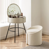 Tabouret de maquillage moderne blanc doux et rond, pouf de coiffeuse pour chambre, hôtel, appartement et villa