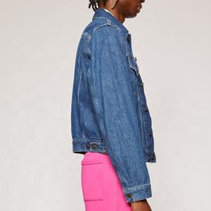 Veste en Jean délavée pour homme, haute qualité, bleu foncé, vente en gros - Product Image 5