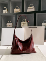 Sacs pour femmes, nouveau sac de luxe d'été en cuir véritable avec motif crocodile, sac fourre-tout de haute qualité à grande capacité en forme de corne, sac bandoulière pour tous les jours