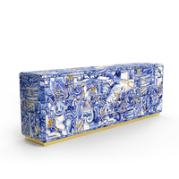 Portugal nouveau designer peint à la main bleu et blanc porcelaine salle à manger buffet villa de luxe salon meuble de rangement