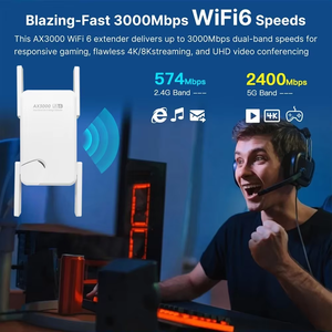 Extenseur de portée WiFi 6 AX3000 pour la maison, double bande 5 GHz 2,4 GHz, norme 802.11AX, cryptage WEP, 4 antennes externes, WPS - Product Image 6