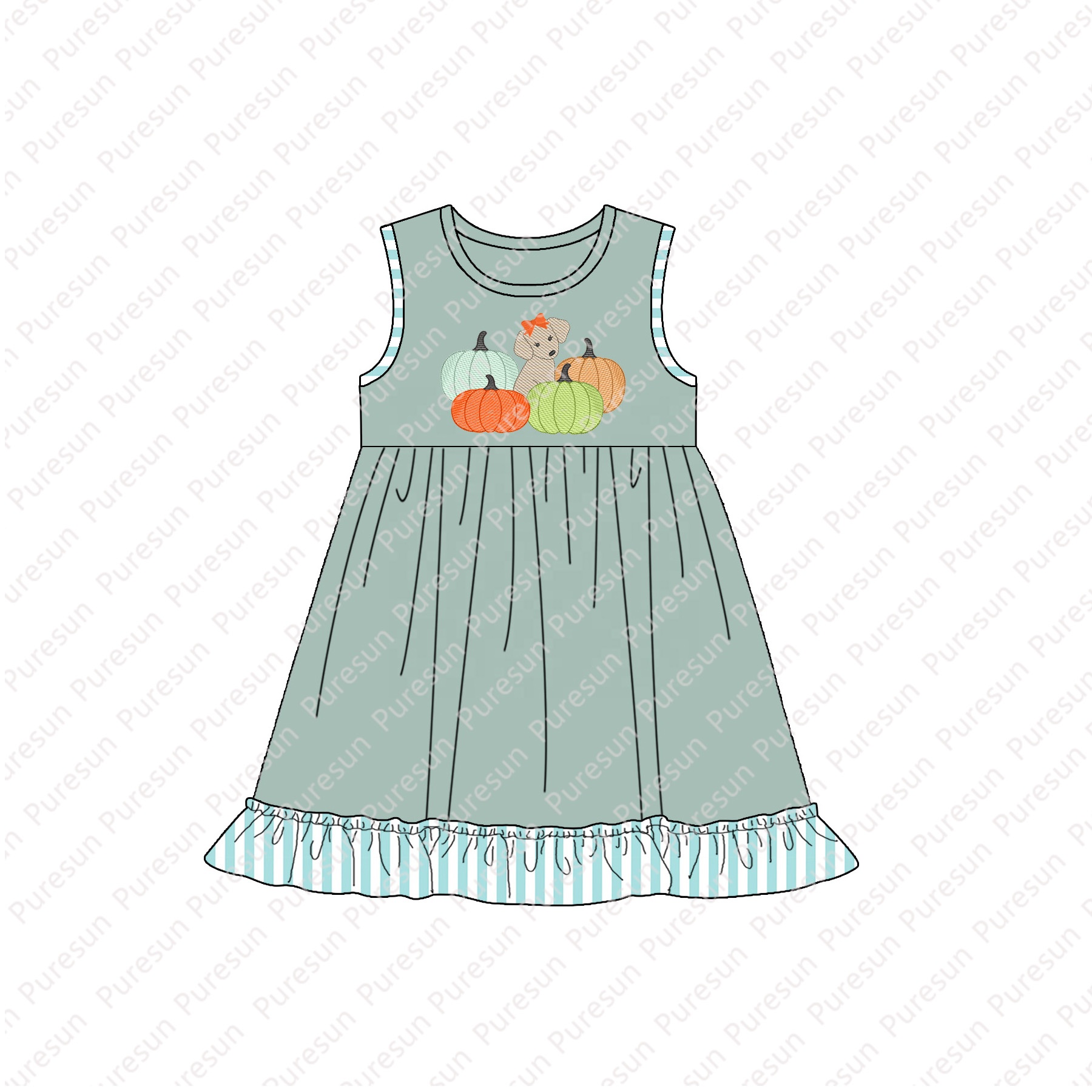 2021 новейший дизайн Хэллоуин, оптовая продажа детской одежды, бутик-платье с вышивкой тыквы на Хэллоуин