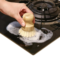 Mini brosse à récurer en bambou écologique Vegan Sisal Soies Pot en bois de bambou Brosse à laver la vaisselle de cuisine