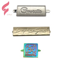 Étiquette métallique personnalisée Lihui Hardware, écologique, avec motif de lettres, pour l'image de marque des vêtements, logo métallique fait main pour sacs à main