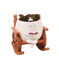 Pot de fleurs en résine créatif avec visage souriant, pour mini-succulentes, design contemporain printanier, utilisation extérieure, Noël