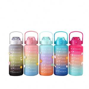 Nouveautés 2026 : Bouteille d'eau en plastique dégradée de 2L (2000ml) avec rappel de consommation, lot de 3 pièces - Product Image 1