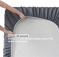 Parure de draps King Size en lin 100% coton égyptien, 600 fils, 4 pièces, gris graphite, doux et rafraîchissant, drap-housse de 16 pouces de profondeur