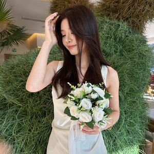 Bouquet de mariée en soie pour cérémonie de <span class=keywords><strong>mariage</strong></span>, ouverture de maison, avec fleurs séchées, accessoire photo pour mariée, style sophistiqué - Product Image 4