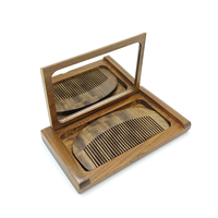 Ensemble peigne et miroir en bois de santal vintage pliable de haute qualité, fabriqué en usine OEM