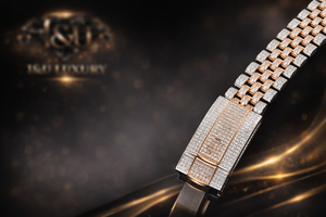 Reloj de pulsera automático para hombre, estilo Hip Hop, con esfera árabe bicolor, chapado en oro y plata, con diamantes incrustados. - Product Image 2