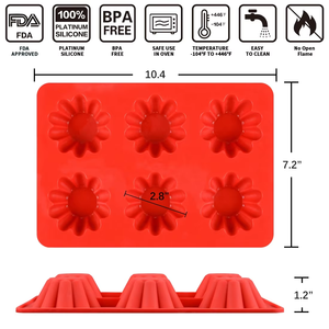 Poêle à <span class=keywords><strong>brioche</strong></span> Offre Spéciale 6 tasses <span class=keywords><strong>moule</strong></span> à <span class=keywords><strong>brioche</strong></span> en silicone 2 paquets pour la cuisson de la tarte, muffins, pouding <span class=keywords><strong>moule</strong></span> antiadhésif - Product Image 5